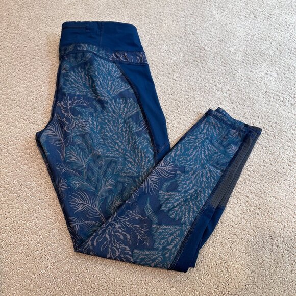 Sweaty Betty Leggings Running Tights Dark Green Botanical Print Active Gym XLP - Picture 3 of 13